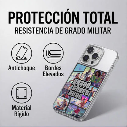 GTA VI Pattern Aesthetic Pattern IMD Casing for Iphone 17 16 15 14 13 12 11 X XS PRO MAX SAMSUNG GALAXY S21 S22 S23 S24 S25 S26 FE ULTRA plus Gradient Hard TPU PET PC Black Silver Gift Shockproof Luxury Protector Phone Cases Cover, Smartphone, Handheld, C