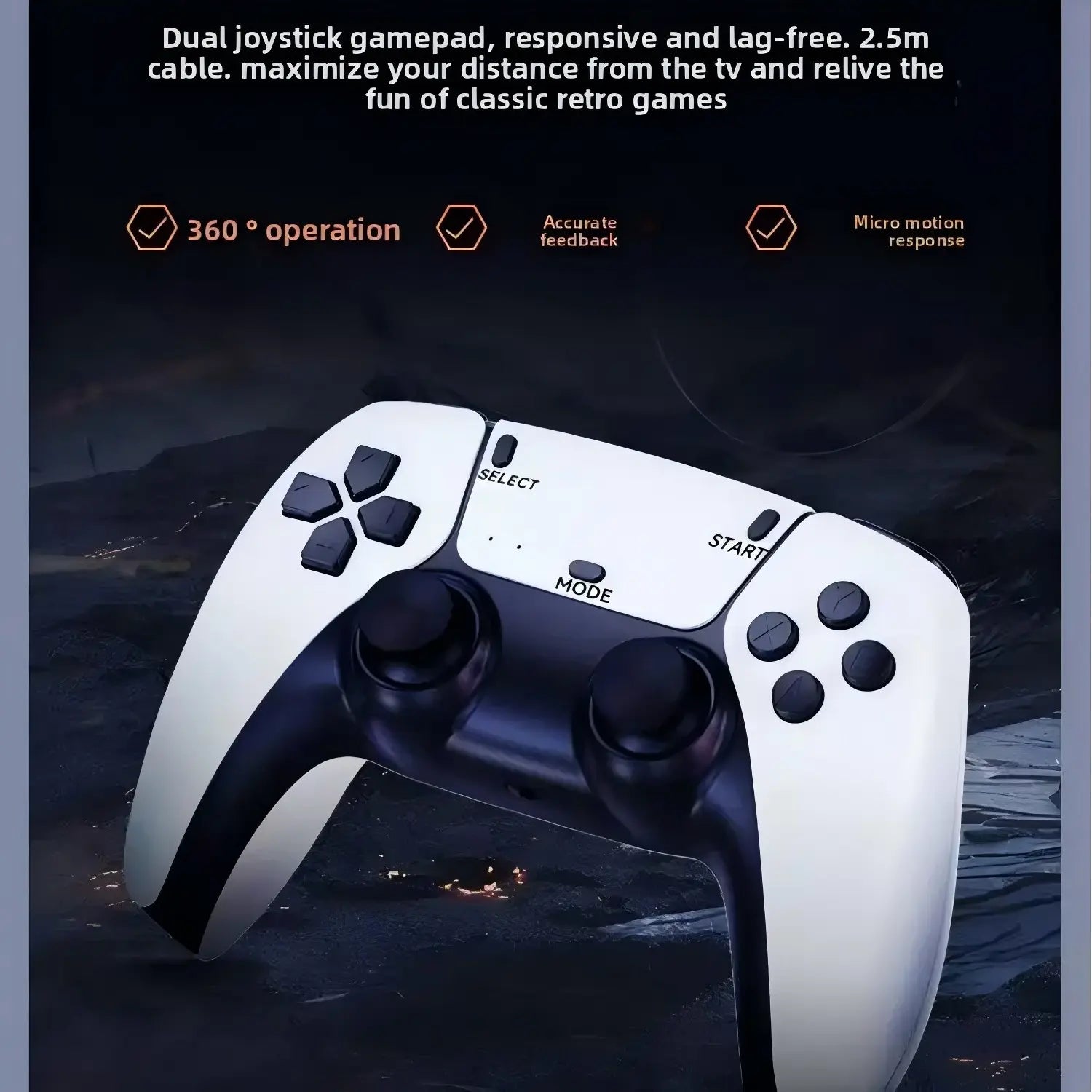 M8 Retro Game Stick, HD Retro Gaming Console with 2 Wireless Controllers, HDMI Output, 64GB Built-In Games Storage, Video Game Machine, Hdmi Cable