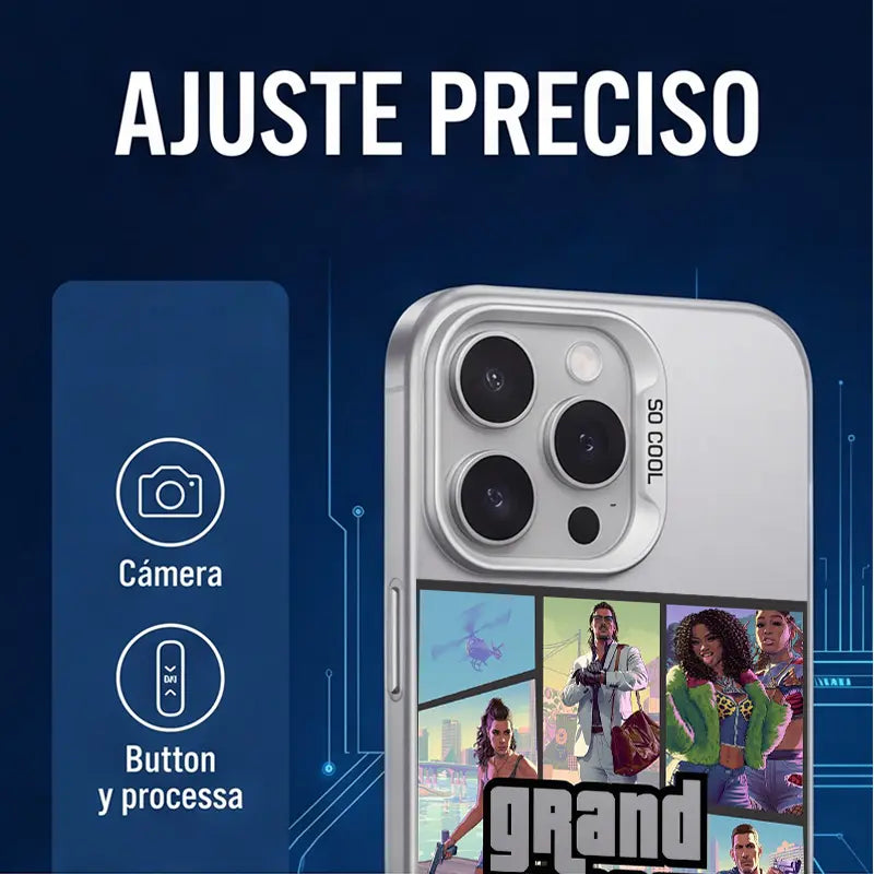 GTA VI Pattern Aesthetic Pattern IMD Casing for Iphone 17 16 15 14 13 12 11 X XS PRO MAX SAMSUNG GALAXY S21 S22 S23 S24 S25 S26 FE ULTRA plus Gradient Hard TPU PET PC Black Silver Gift Shockproof Luxury Protector Phone Cases Cover, Smartphone, Handheld, C