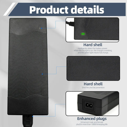 42V 2A Fast Charger for 36V Battery Models - Compatible with XLR, RCA & DC Plugs - Enhanced 6-Layer Protection - Replacement Charger for E-Bikes, Hoverboards, and Electric Vehicles