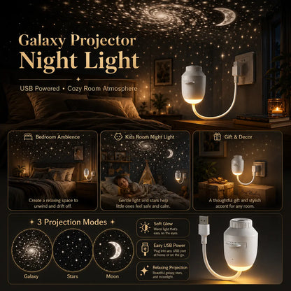 Starry Sky Projector Night Light – Galaxy & Moon LED Star Projector for Bedroom, Touch Control, USB Powered Ambient Lamp, 3 Projection Modes,Back to School,Back to School Haul