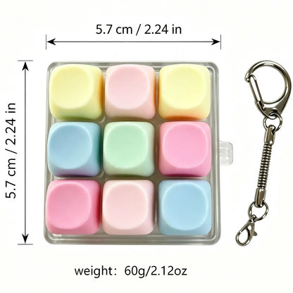 Pastel Macaron 9 Keys Fidget Keyboard Keychain, Portable Finger Press Button Clicker, Mini Stress Relief Sensory Toy Key Ring, Kawaii Desk Fidget Gift