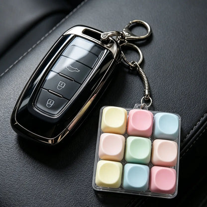 Pastel Macaron 9 Keys Fidget Keyboard Keychain, Portable Finger Press Button Clicker, Mini Stress Relief Sensory Toy Key Ring, Kawaii Desk Fidget Gift