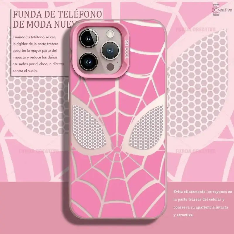 [Copy Of] Creative Spider-Man Pattern Phone Case for Iphone 15 Pro, 16, 17 Pro Max, 13, 14 Plus, 12, 11, 17 Air. Shock-Resistant, Durable and Impact-Proof Protective Cover. Available in Pink Couple Design. Compatible with Samsung A15, A55, A56, A54, A50,