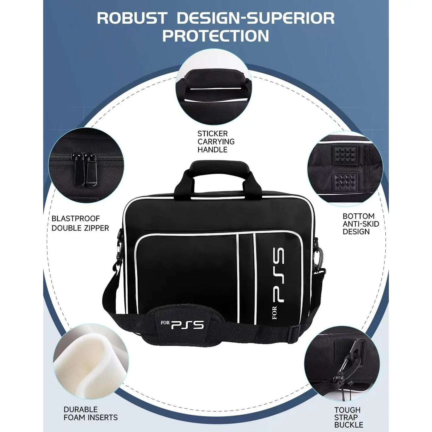For PS5 Travel Case for PS5 Protective Case Bag Suitable for PS5 Disc/Digital Edition Console, Controllers, Game Cards, Headset