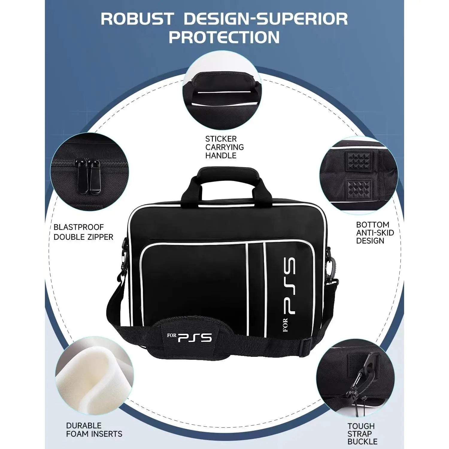 For PS5 Travel Case for PS5 Protective Case Bag Suitable for PS5 Disc/Digital Edition Console, Controllers, Game Cards, Headset