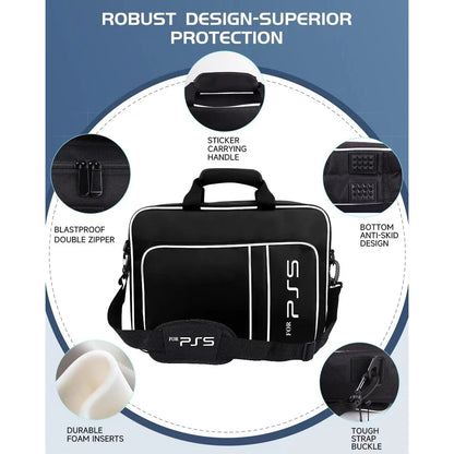 For PS5 Travel Case for PS5 Protective Case Bag Suitable for PS5 Disc/Digital Edition Console, Controllers, Game Cards, Headset