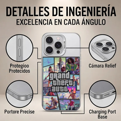 GTA VI Pattern Aesthetic Pattern IMD Casing for Iphone 17 16 15 14 13 12 11 X XS PRO MAX SAMSUNG GALAXY S21 S22 S23 S24 S25 S26 FE ULTRA plus Gradient Hard TPU PET PC Black Silver Gift Shockproof Luxury Protector Phone Cases Cover, Smartphone, Handheld, C