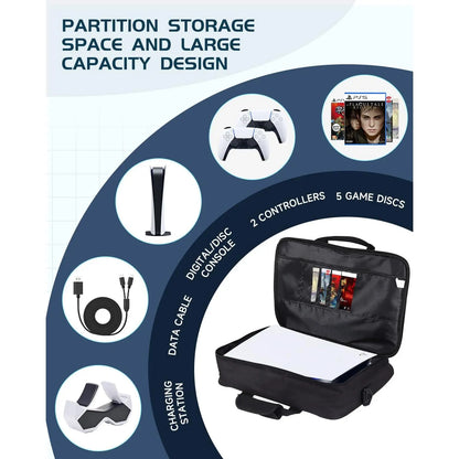 For PS5 Travel Case for PS5 Protective Case Bag Suitable for PS5 Disc/Digital Edition Console, Controllers, Game Cards, Headset
