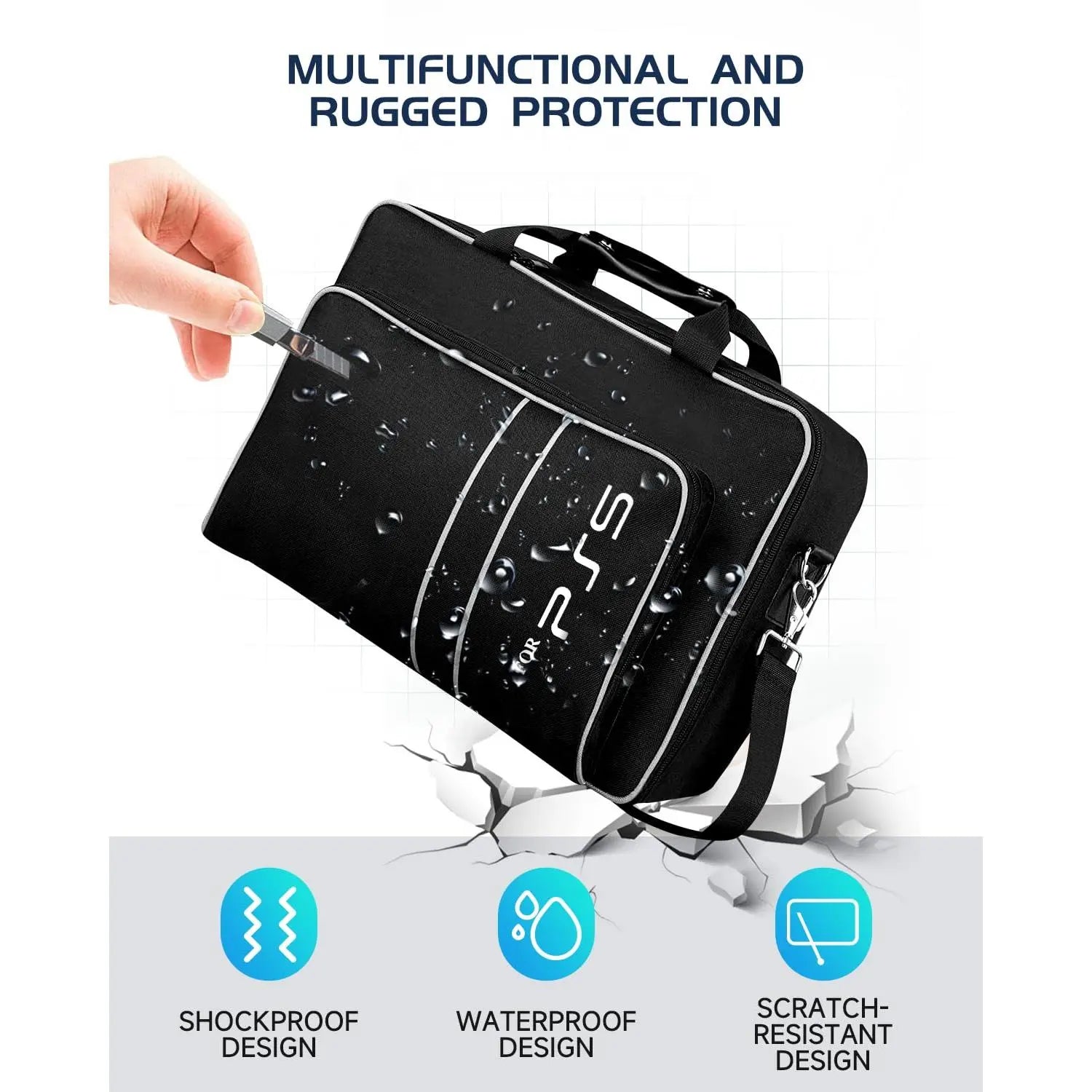 For PS5 Travel Case for PS5 Protective Case Bag Suitable for PS5 Disc/Digital Edition Console, Controllers, Game Cards, Headset