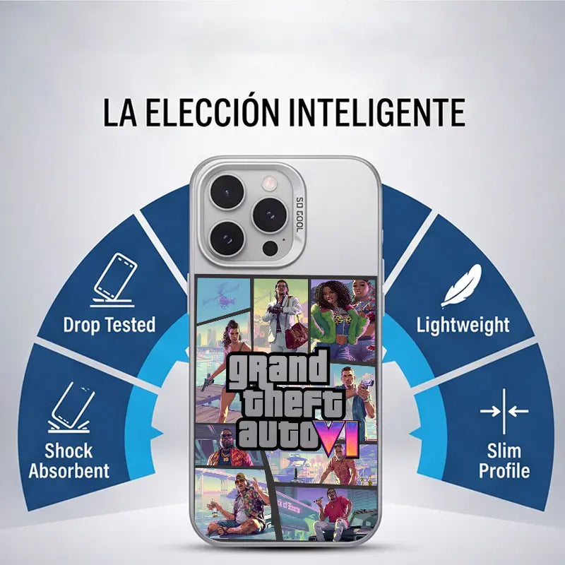 GTA VI Pattern Aesthetic Pattern IMD Casing for Iphone 17 16 15 14 13 12 11 X XS PRO MAX SAMSUNG GALAXY S21 S22 S23 S24 S25 S26 FE ULTRA plus Gradient Hard TPU PET PC Black Silver Gift Shockproof Luxury Protector Phone Cases Cover, Smartphone, Handheld, C