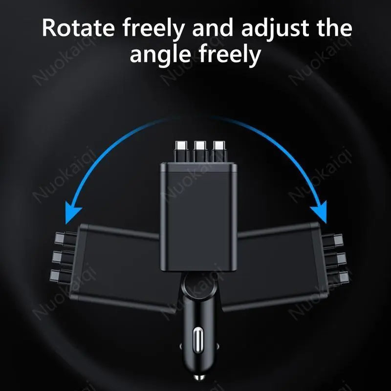 120W Max Multi-Port Charging Power Hub - High Speed Fast Charger, Vehicle/Auto Accessories, PD20W USB-A 65W, Tangle-Free Retractable Cables, Starry LED 1-Click Galaxy Projector for Phone Pad Laptop Car, High Speed Charger, Vehicle Accessories