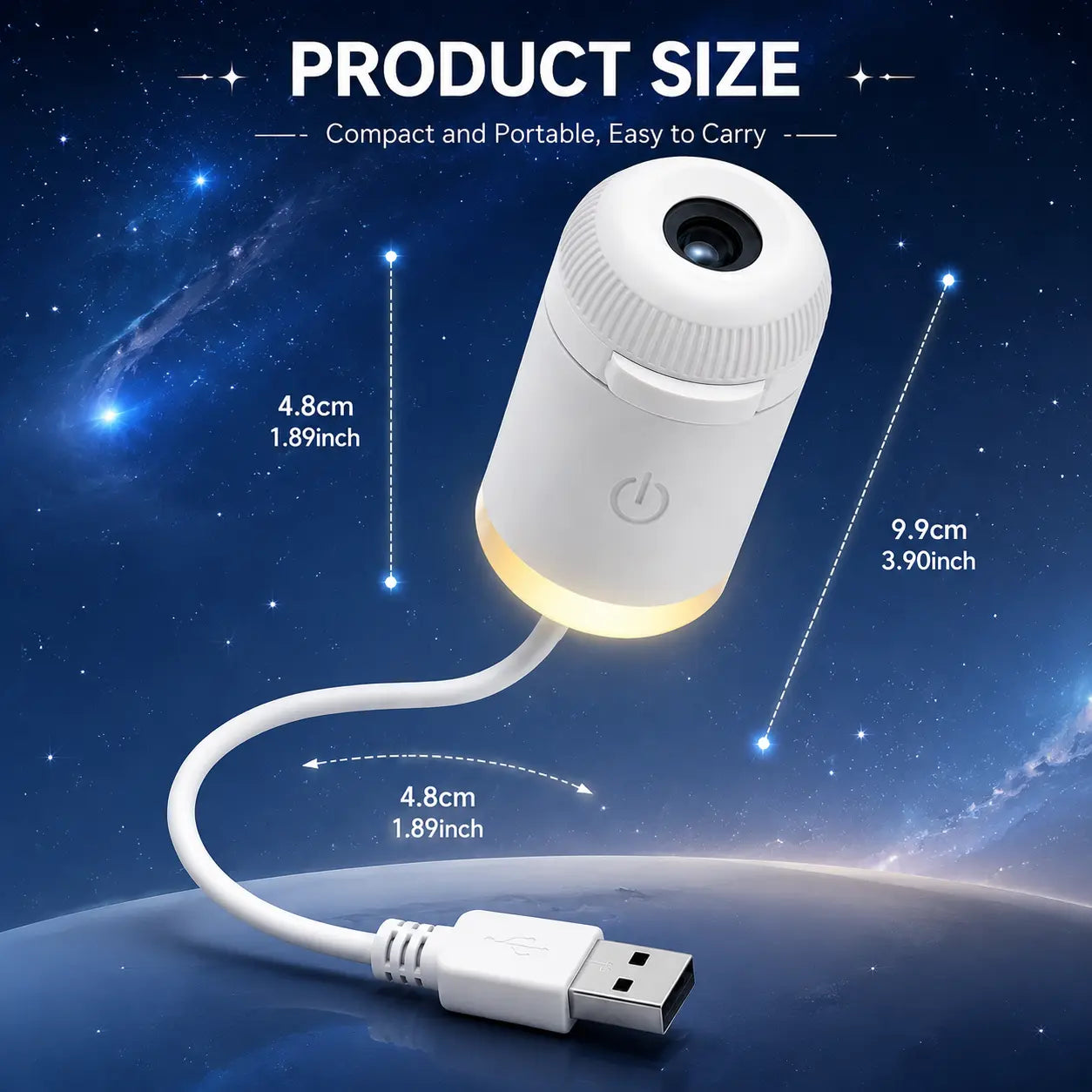 [2026 New Upgraded] 2-In-1 Galaxy Projector Light, Usb-Powered Projector Light with Starry Sky Ceiling Projection, LED Ambient Lamp for Kids Room Decor, Bedroom