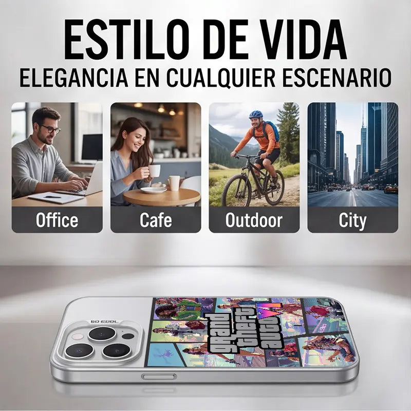 GTA VI Pattern Aesthetic Pattern IMD Casing for Iphone 17 16 15 14 13 12 11 X XS PRO MAX SAMSUNG GALAXY S21 S22 S23 S24 S25 S26 FE ULTRA plus Gradient Hard TPU PET PC Black Silver Gift Shockproof Luxury Protector Phone Cases Cover, Smartphone, Handheld, C