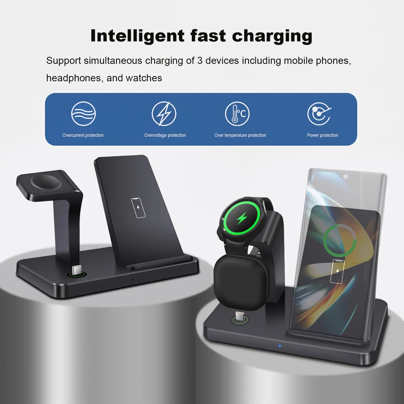 3 in 1 Wireless Charging Station, Fast Wireless Charger Stand for Samsung Galaxy Phones, Galaxy Watch, Galaxy Buds, Multi Device Charging Dock Station for Samsung Galaxy S26 S25 S24 S23 S22 S20