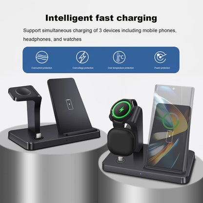 3 in 1 Wireless Charging Station, Fast Wireless Charger Stand for Samsung Galaxy Phones, Galaxy Watch, Galaxy Buds, Multi Device Charging Dock Station for Samsung Galaxy S26 S25 S24 S23 S22 S20