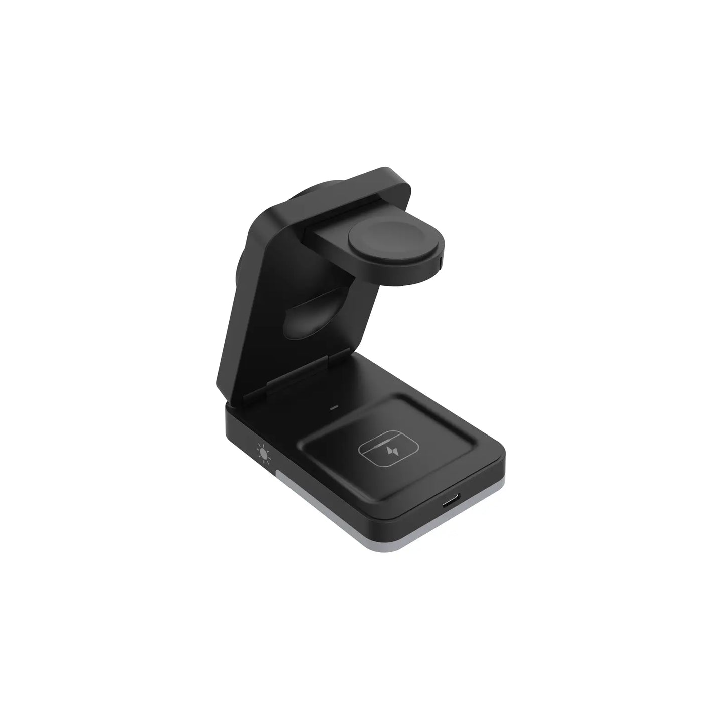 LISM 4-In-1 Travel Magnetic Charging Station for Iphone 17/17 Pro/17 Pro Max/Air/16 15 14 13 12 Pro Max plus Mini/Apple Watch/Airpods, Foldable Portable Wireless Charger Stand with Night Light-White