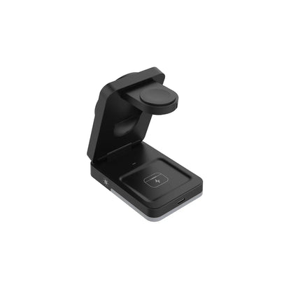 LISM 4-In-1 Travel Magnetic Charging Station for Iphone 17/17 Pro/17 Pro Max/Air/16 15 14 13 12 Pro Max plus Mini/Apple Watch/Airpods, Foldable Portable Wireless Charger Stand with Night Light-White