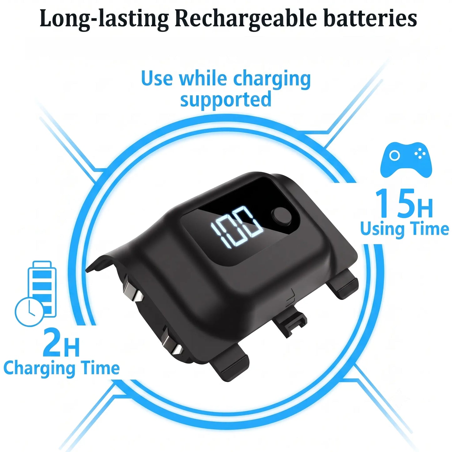 Tuodes +15H Battery Pack for Xbox-Series X Gaming Controller with 1200Mah Capacity and USB Cable for Enhanced Gaming Experience for X-Box Series S