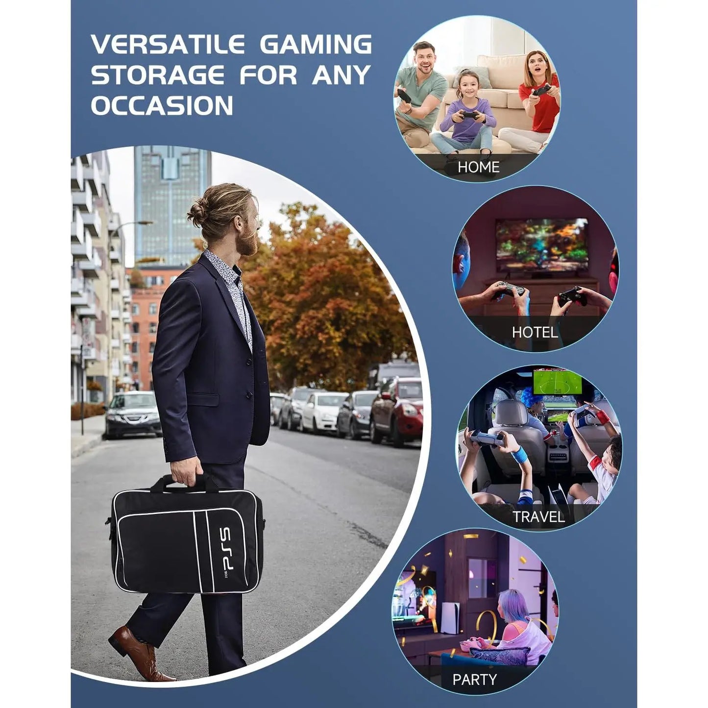For PS5 Travel Case for PS5 Protective Case Bag Suitable for PS5 Disc/Digital Edition Console, Controllers, Game Cards, Headset