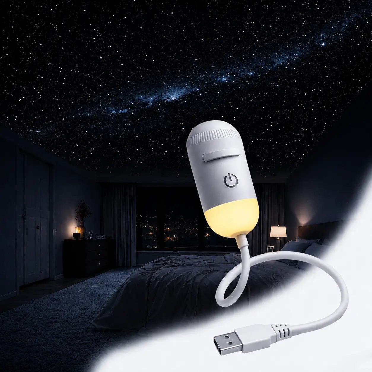 [2026 New Upgraded] 2-In-1 Galaxy Projector Light, Usb-Powered Projector Light with Starry Sky Ceiling Projection, LED Ambient Lamp for Kids Room Decor, Bedroom