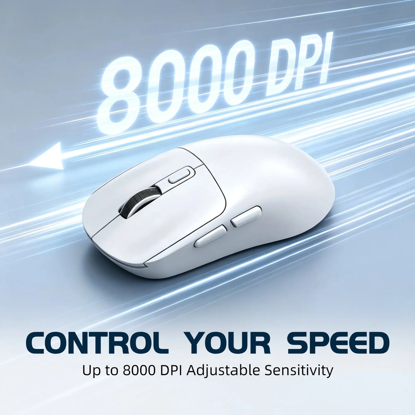 X4 59G Ultra Lightweight Wireless Mouse, White Tri-Mode Rechargeable Mouse with Decorative Stickers, Fast Response Gaming Mouse for Desk Setup, PC, Laptop, Work & Study - T-WOLF X4 White Mouse