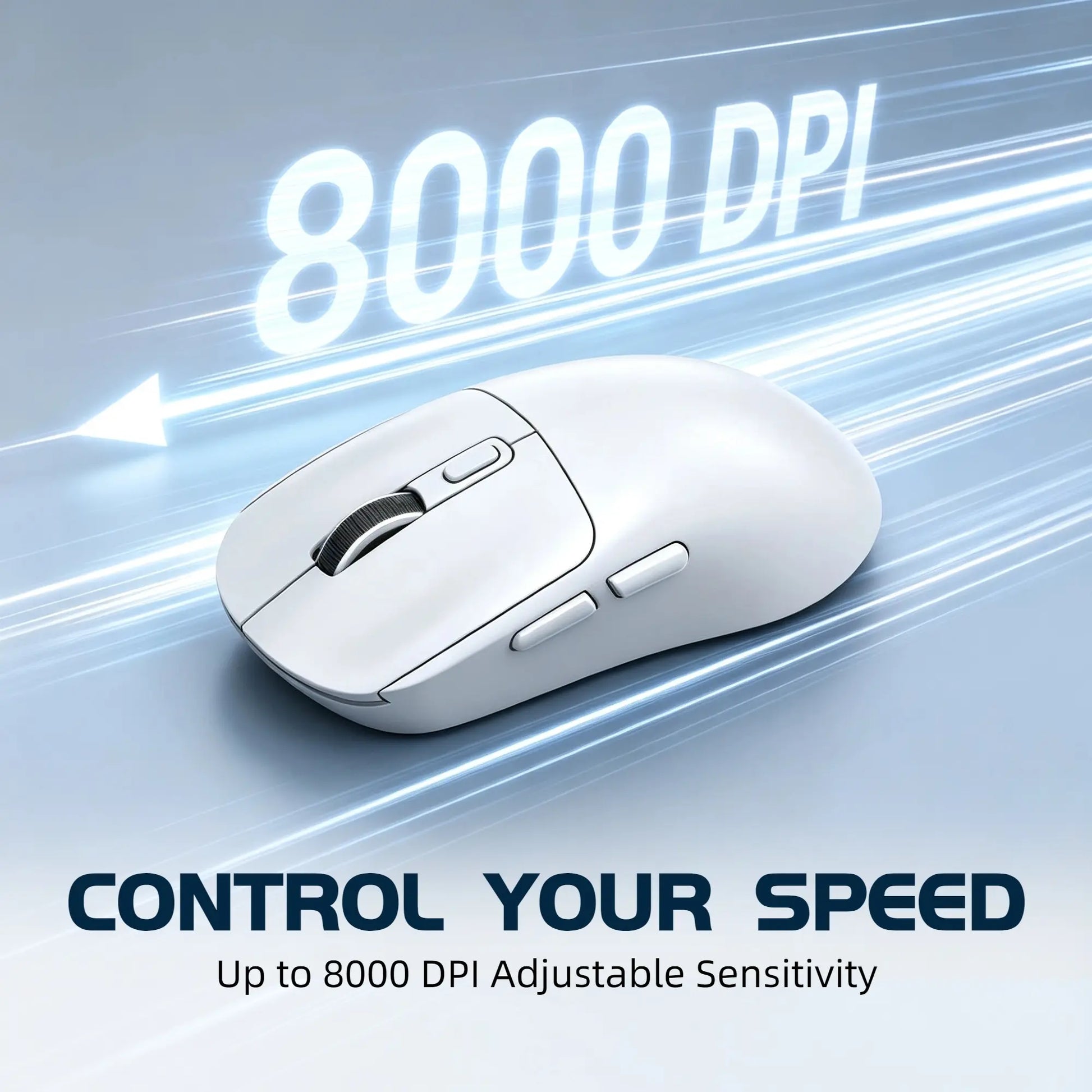 X4 59G Ultra Lightweight Wireless Mouse, White Tri-Mode Rechargeable Mouse with Decorative Stickers, Fast Response Gaming Mouse for Desk Setup, PC, Laptop, Work & Study - T-WOLF X4 White Mouse