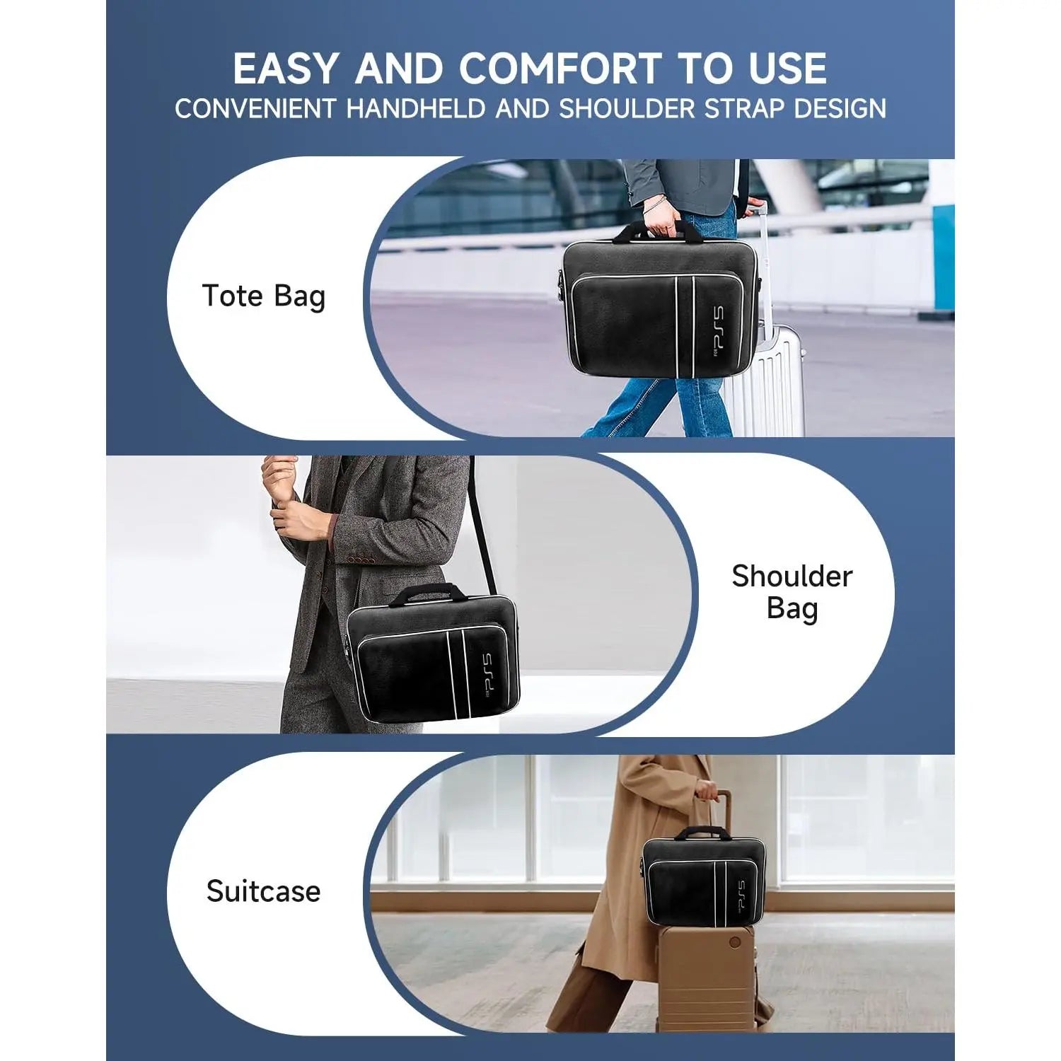 For PS5 Travel Case for PS5 Protective Case Bag Suitable for PS5 Disc/Digital Edition Console, Controllers, Game Cards, Headset