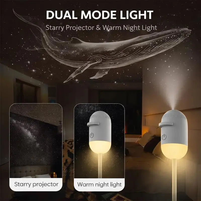 [2026 New Upgraded] 2-In-1 Galaxy Projector Light, Usb-Powered Projector Light with Starry Sky Ceiling Projection, LED Ambient Lamp for Kids Room Decor, Bedroom