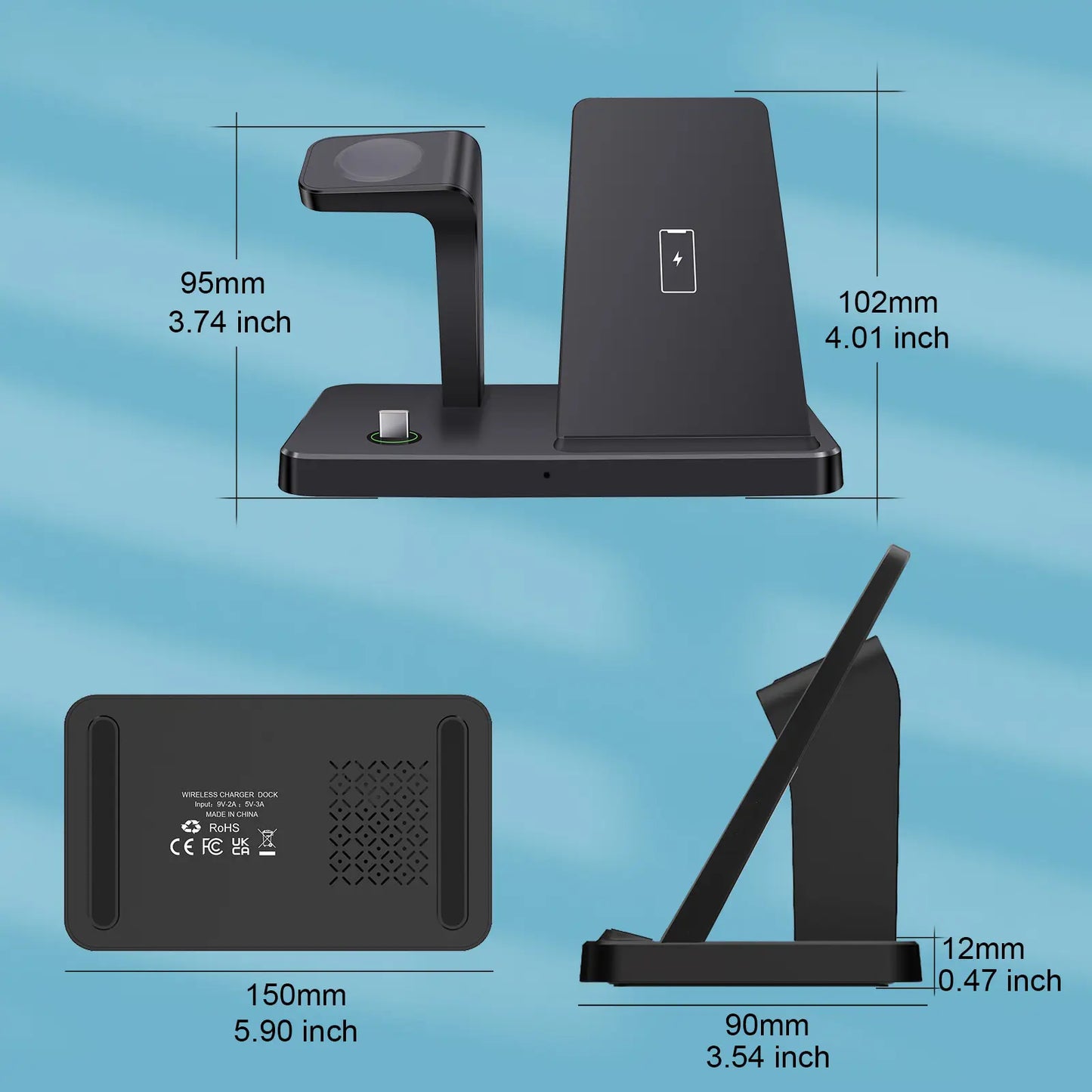 3 in 1 Wireless Charging Station, Fast Wireless Charger Stand for Samsung Galaxy Phones, Galaxy Watch, Galaxy Buds, Multi Device Charging Dock Station for Samsung Galaxy S26 S25 S24 S23 S22 S20