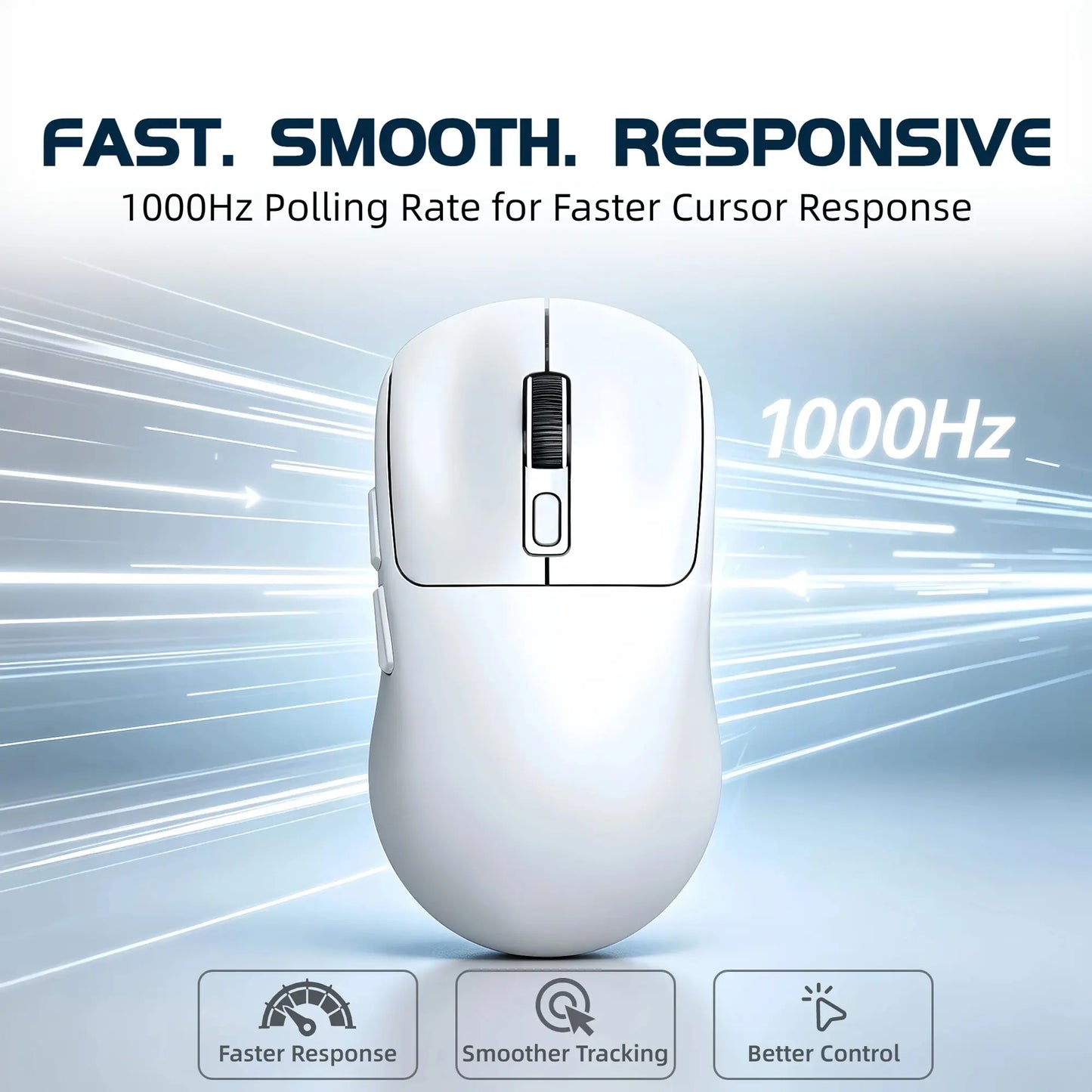 X4 59G Ultra Lightweight Wireless Mouse, White Tri-Mode Rechargeable Mouse with Decorative Stickers, Fast Response Gaming Mouse for Desk Setup, PC, Laptop, Work & Study - T-WOLF X4 White Mouse
