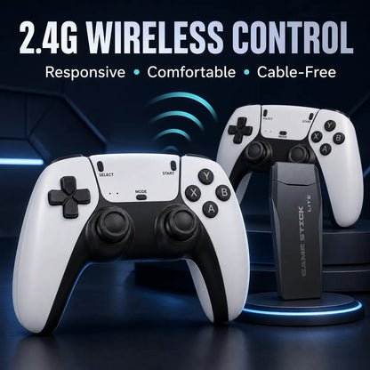M8 Retro Game Stick, HD Retro Gaming Console with 2 Wireless Controllers, HDMI Output, 64GB Built-In Games Storage, Video Game Machine, Hdmi Cable
