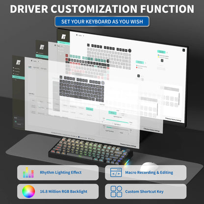 7KEYS BJ75 Wireless Mechanical Keyboard, 75% Gasket-Mount Gaming Keyboard with Volume Knob, Tri-Mode Connection (Bluetooth 5.0 / 2.4G / USB-C), Hot-Swappable Switches, RGB Backlight & Side Lighting, for Pc/Mac/Linux Tiktokshopbacktoschool