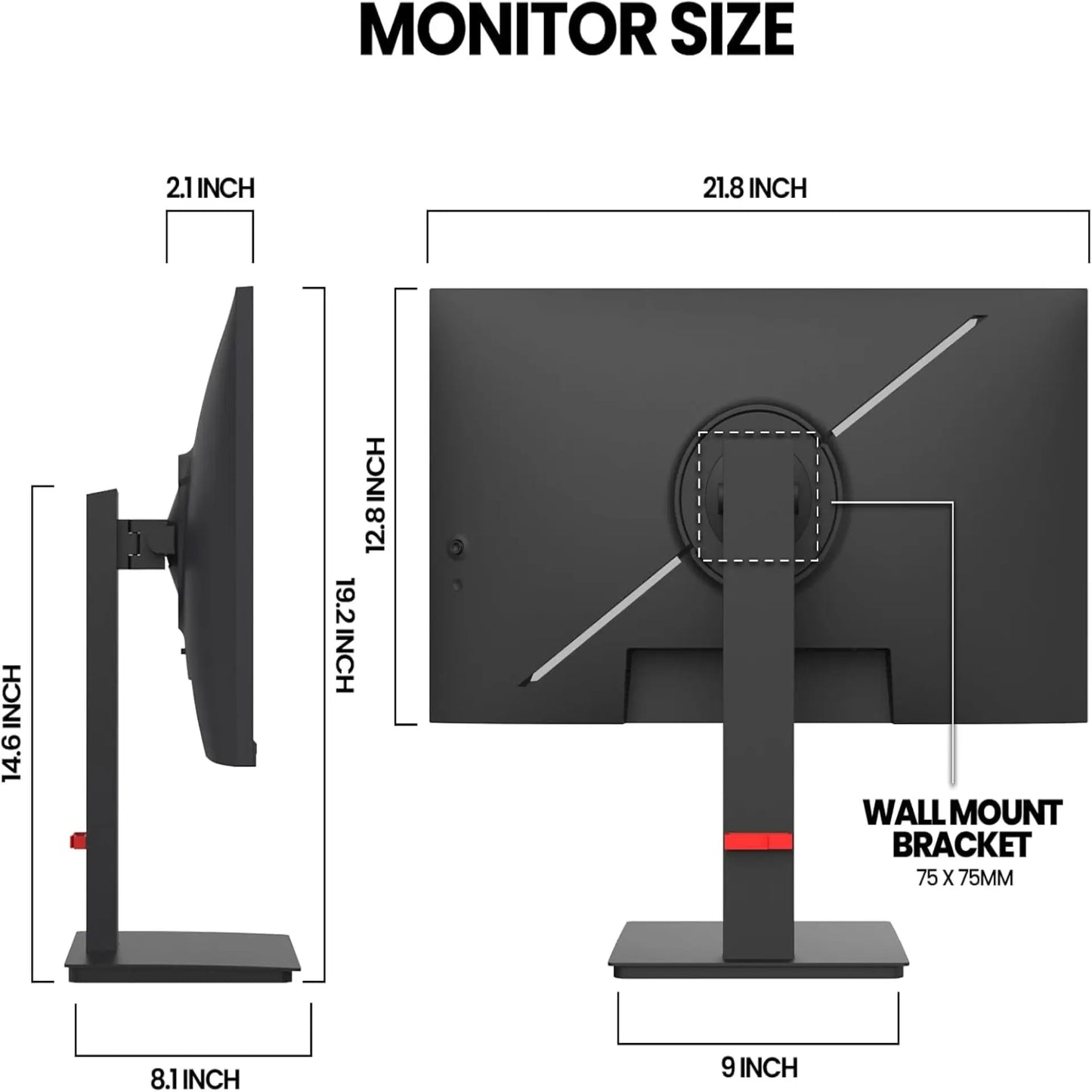 24.5Inch Gaming Monitor 165Hz/180Hz, Fhd(1920X1080P) 120% Srgb Computer Monitor, Height/Pivot/Swivel/Tilt Adjustable Vertical Monitor, Support Freesync, DP,HDMI, Wall Mount (75Mmx75Mm),Back to School,Back to School Haul